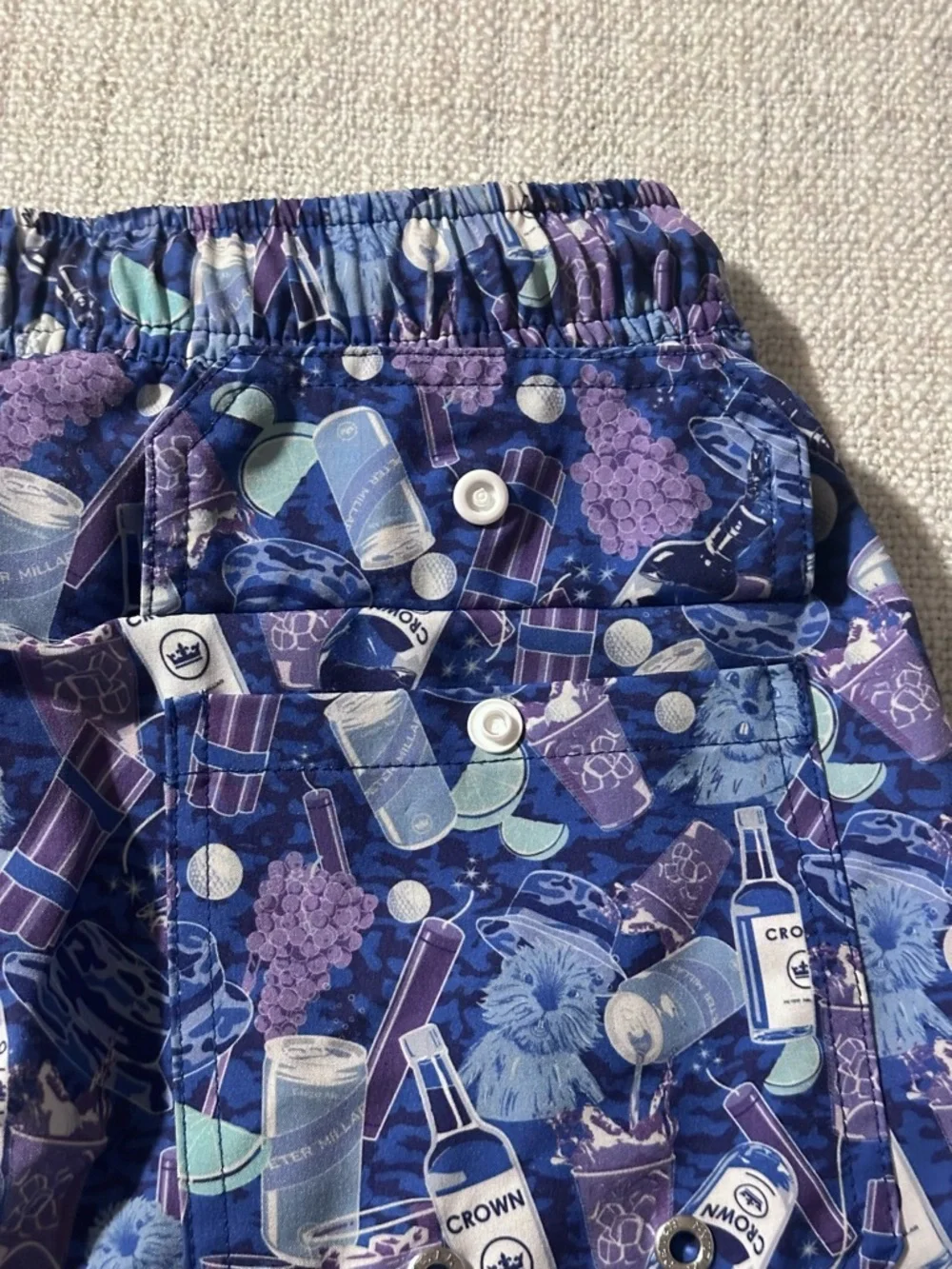 PETER MILLAR Seaside Transfusion Boom Boom Swim Trunk Short Whimsical Chic Men M